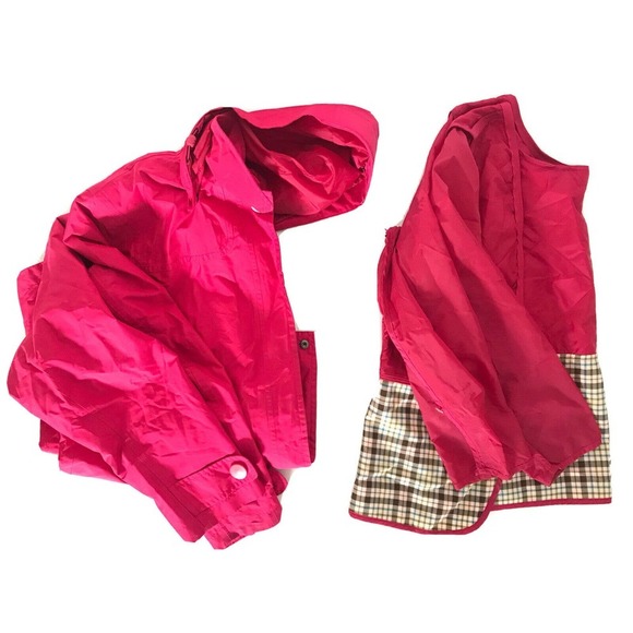 L.L Bean | 3 in 1 Rain Jacket Size L Pink Full Zip Hoodie Long Sleeves - Picture 7 of 10